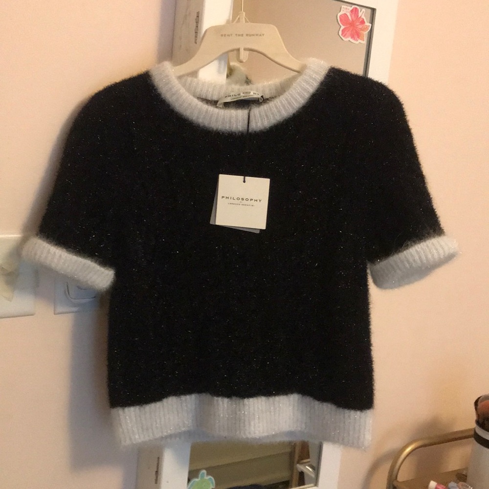 Philosophy Metallic Brushed Cable Knit Sweater NWT